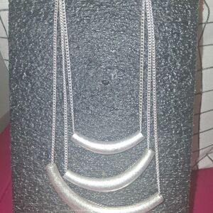 Chic Silver Triple Bar Necklace